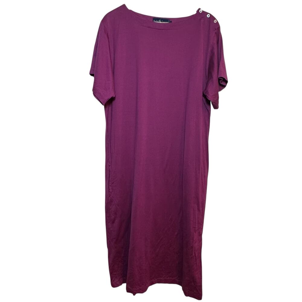 Ralph Lauren Size Large Vintage Midi Length T-Shirt Dress with Pockets